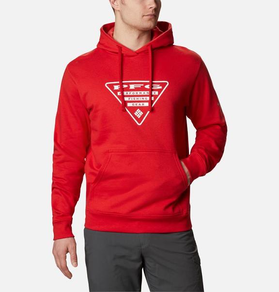 Columbia PFG Triangle Hoodies Red White For Men's NZ20541 New Zealand